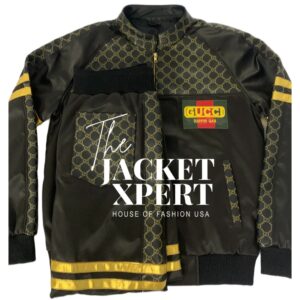 Mens gucci dapper dan black & gold leather tracksuit