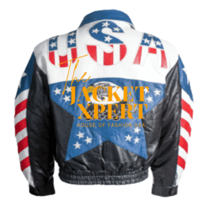 American Flag USA Bald Eagle Embroidered Vintage Men’s Leather Jacket